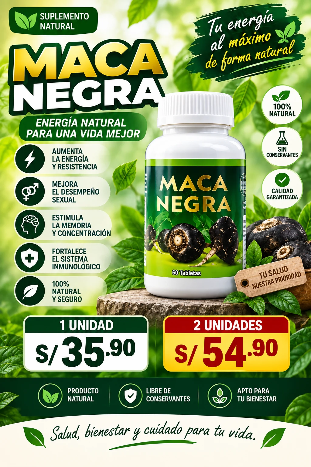 Maca Negra Suplemento Natural – 60 Tabletas